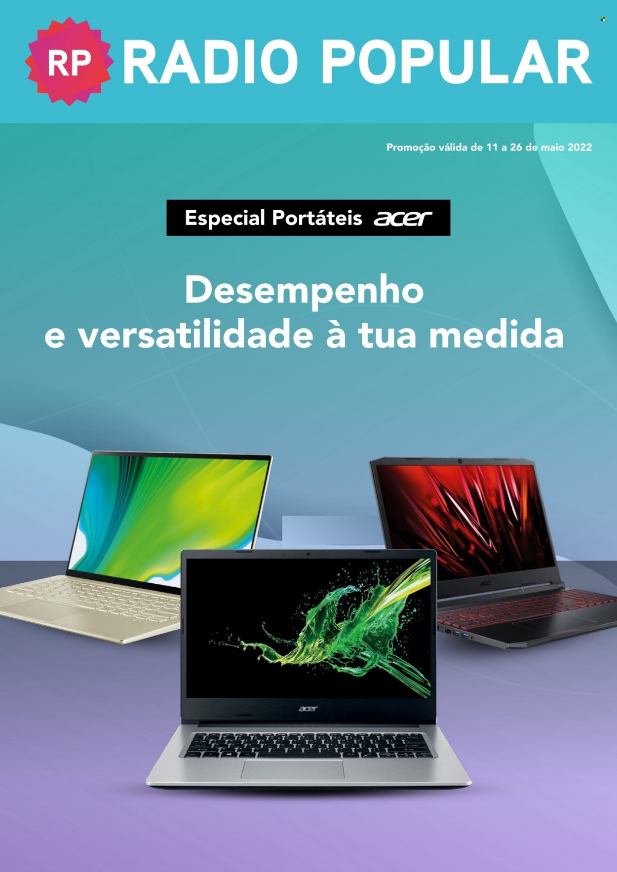 Folheto Radio Popular - 11.5.2022 - 26.5.2022 - Produtos em promoção - Acer. Página 1.