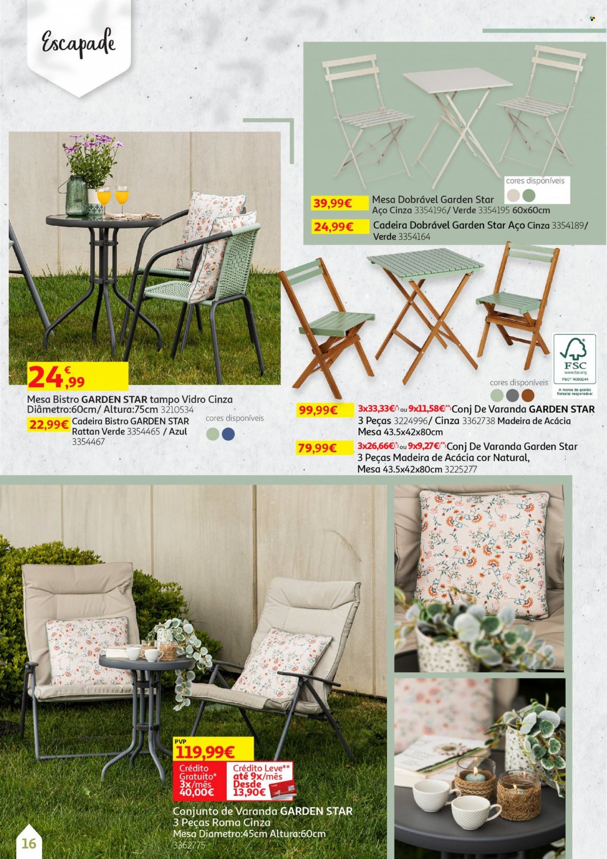 Folheto Auchan - 13.5.2022 - 30.6.2022 - Produtos em promoção - mesa, cadeira, mesa dobrável. Página 16.