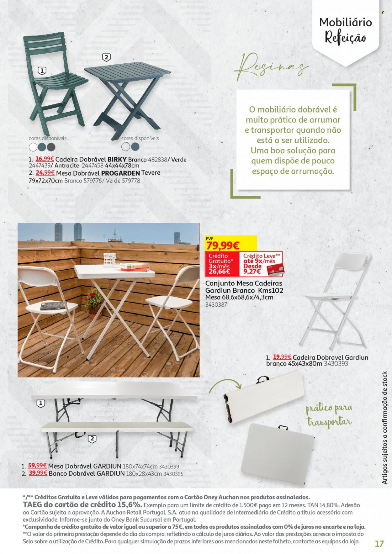 Folheto Auchan - 13.5.2022 - 30.6.2022 - Produtos em promoção - mesa, cadeira, mesa dobrável. Página 17.
