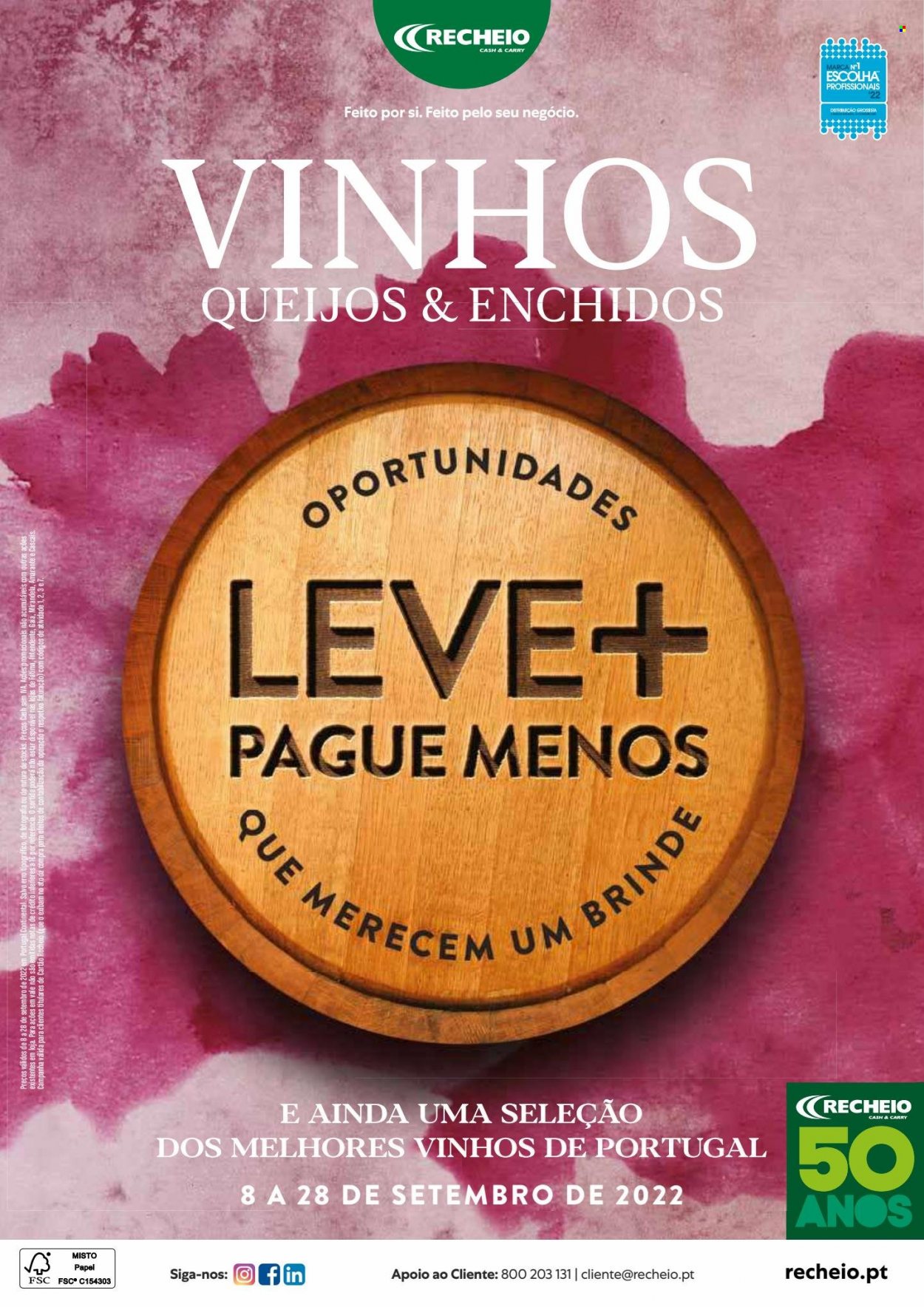 Folheto Recheio - 8.9.2022 - 28.9.2022 - Produtos em promoção - vinho. Página 1.