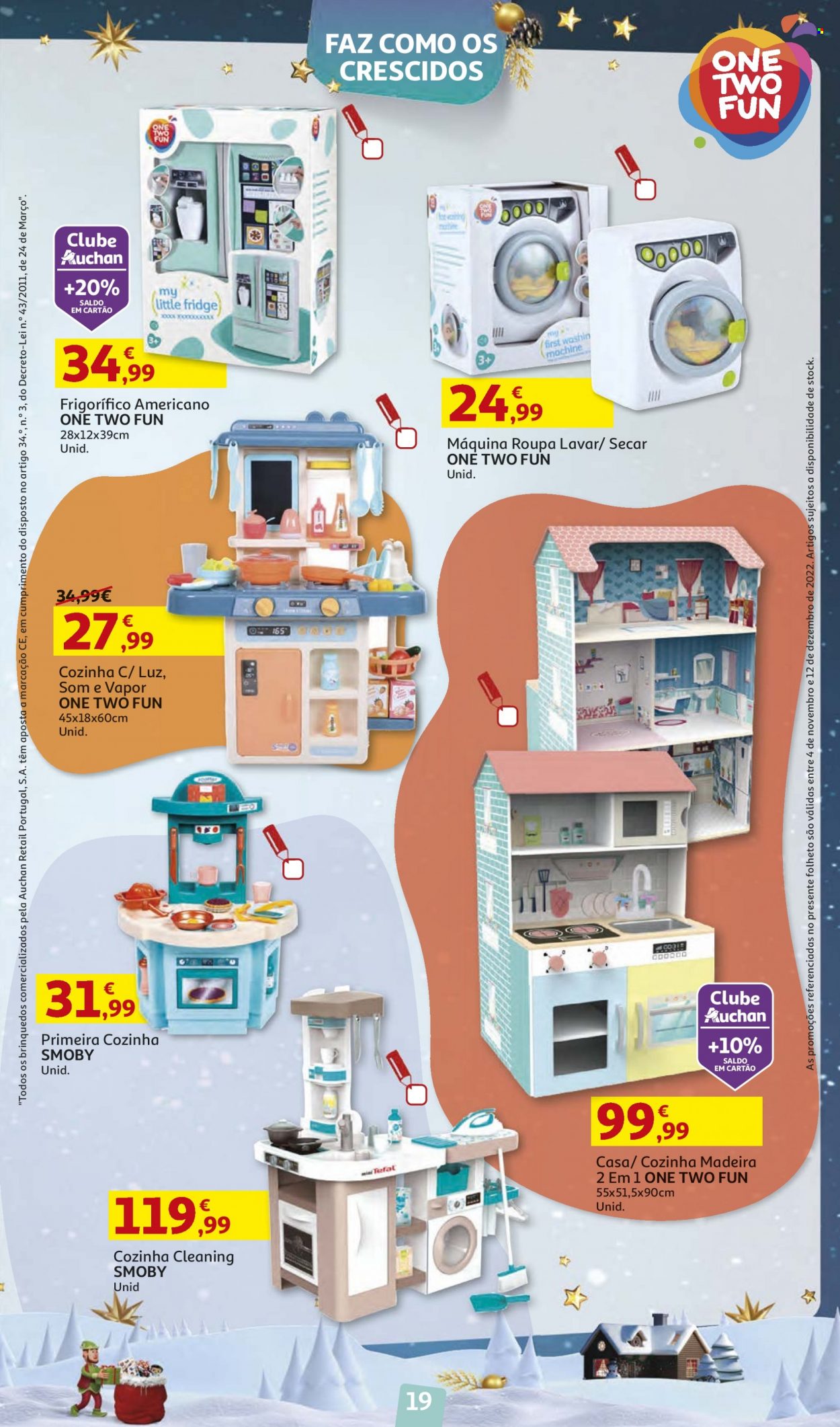Folheto Auchan - 4.11.2022 - 12.12.2022 - Produtos em promoção - refrigerador, frigorífico, frigorífico americano. Página 19.