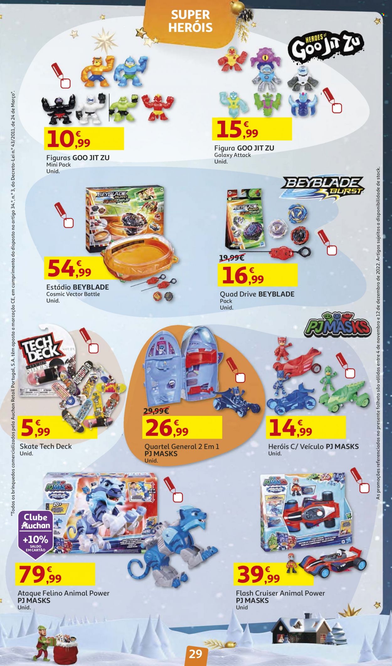 Folheto Auchan - 4.11.2022 - 12.12.2022 - Produtos em promoção - Samsung Galaxy, figura, Beyblade, veículo. Página 29.