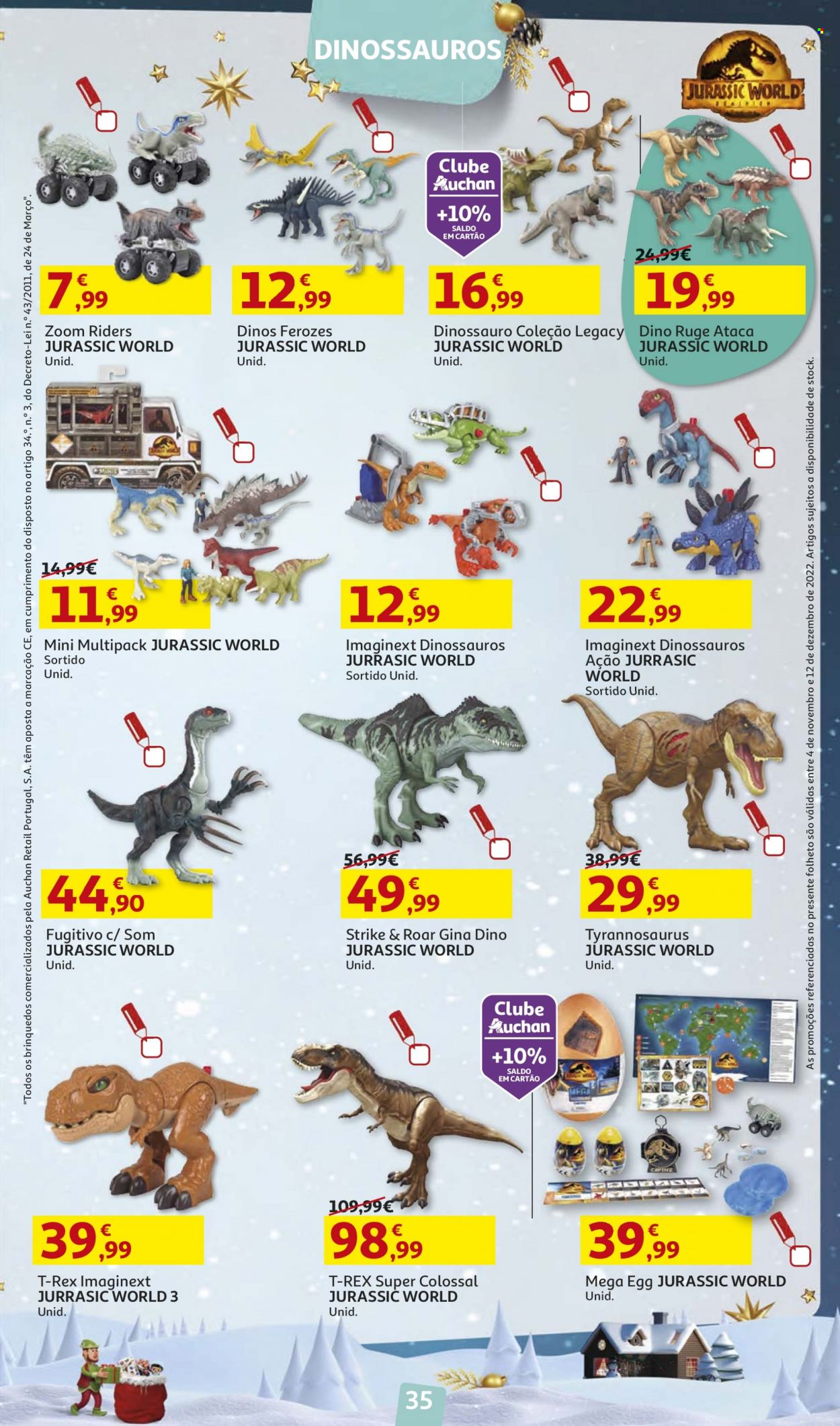 Folheto Auchan - 4.11.2022 - 12.12.2022 - Produtos em promoção - dinossauro. Página 35.