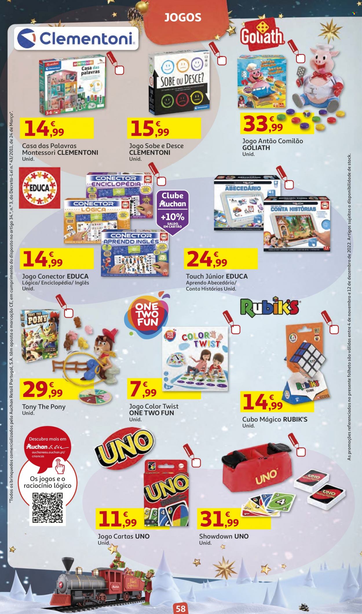 Folheto Auchan - 4.11.2022 - 12.12.2022 - Produtos em promoção - cubo mágico. Página 58.