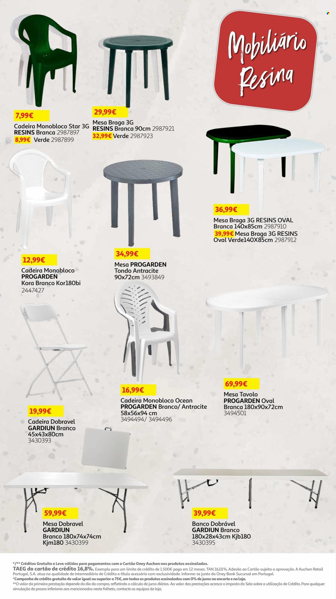 Folheto Auchan - 8.5.2023 - 30.7.2023 - Produtos em promoção - mesa, cadeira, mesa dobrável, cadeira dobrável. Página 27.