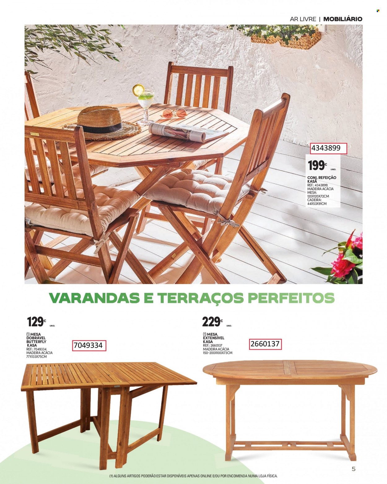 Folheto Continente - 16.5.2023 - 25.6.2023 - Produtos em promoção - mesa, mesa dobrável, mesa extensível, cadeira. Página 5.