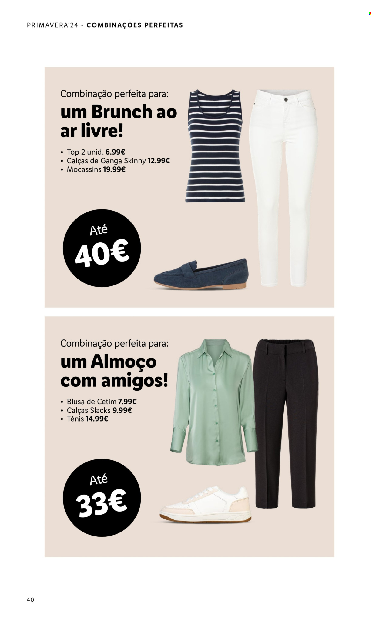 thumbnail - Folheto Lidl - Produtos em promoção - calça, blusa, top, tênis, sapatos, mocassins. Página 40.