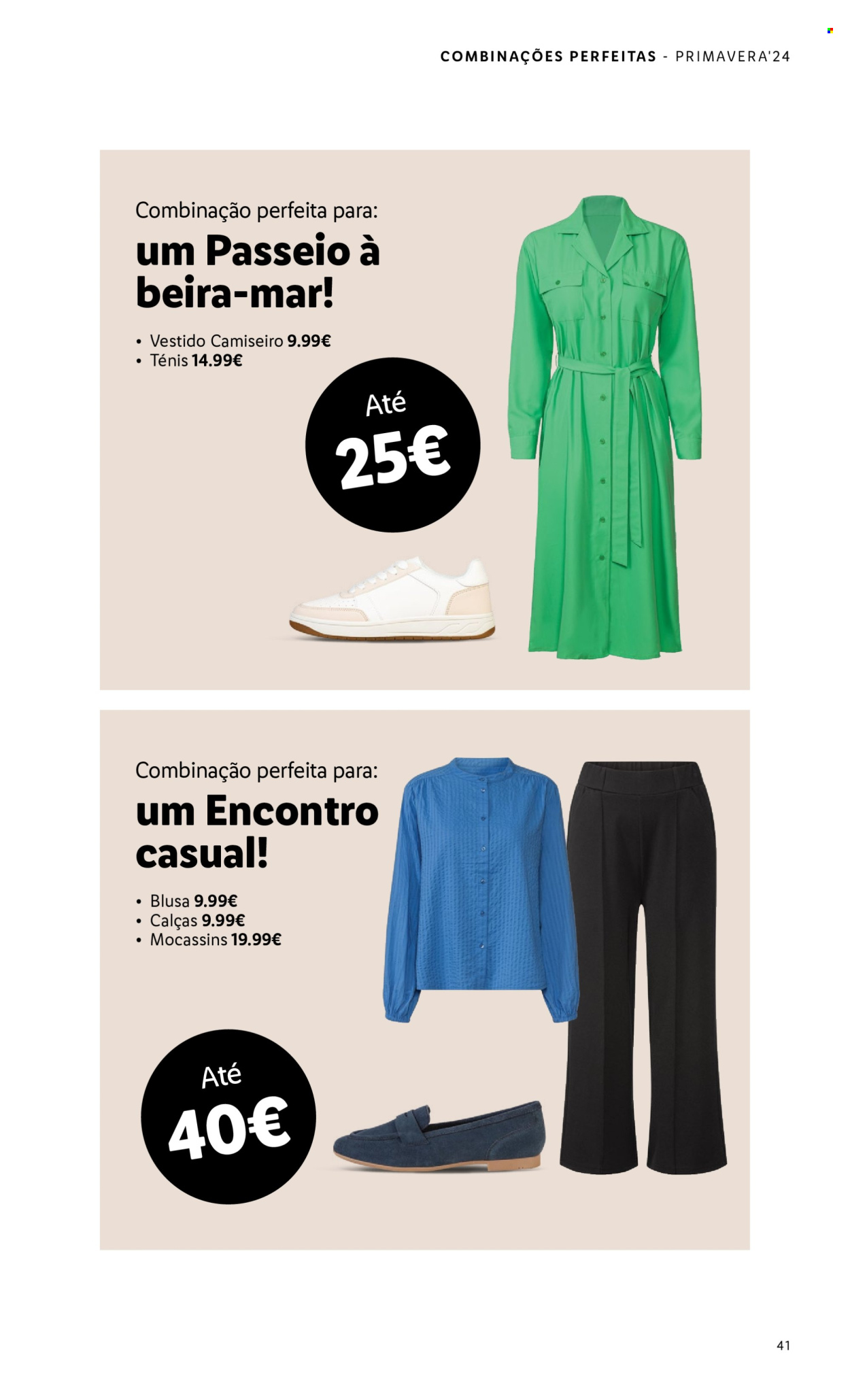 thumbnail - Folheto Lidl - Produtos em promoção - calça, vestido, blusa, tênis, sapatos, mocassins. Página 41.