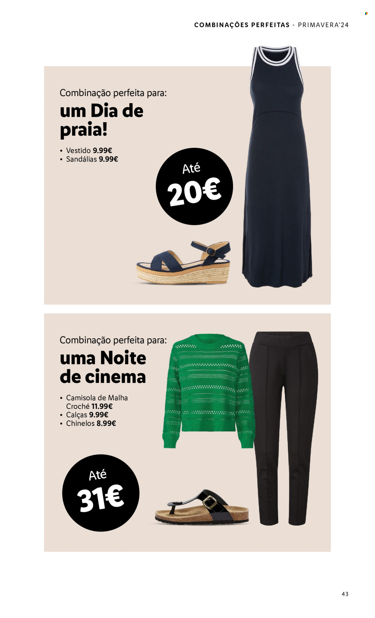 thumbnail - Folheto Lidl - Produtos em promoção - calça, vestido, camisola, chinelo, sandálias. Página 43.