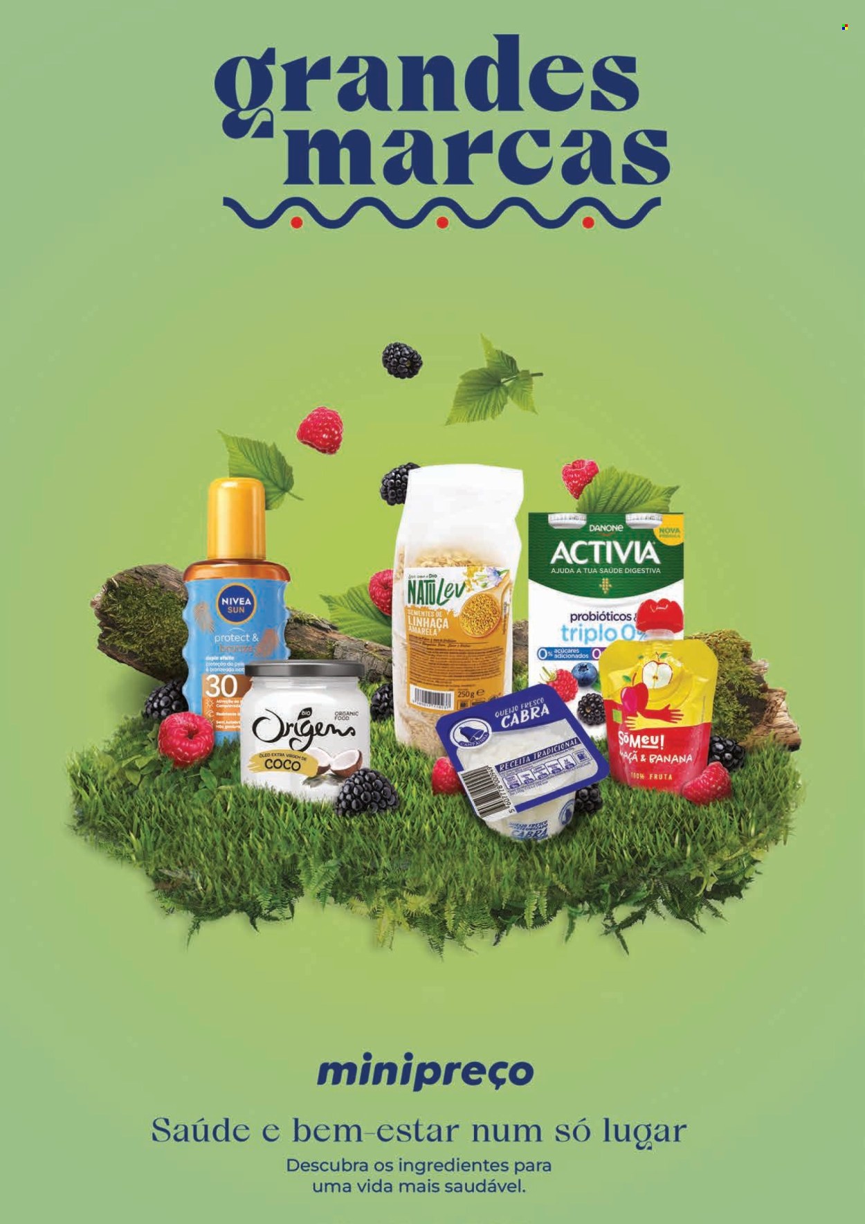 thumbnail - Folheto Minipreço - 4.4.2024 - 1.5.2024 - Produtos em promoção - maçã, queijo fresco, Activia, Danone, sementes de linhaça, Nivea, Nivea Sun. Página 1.