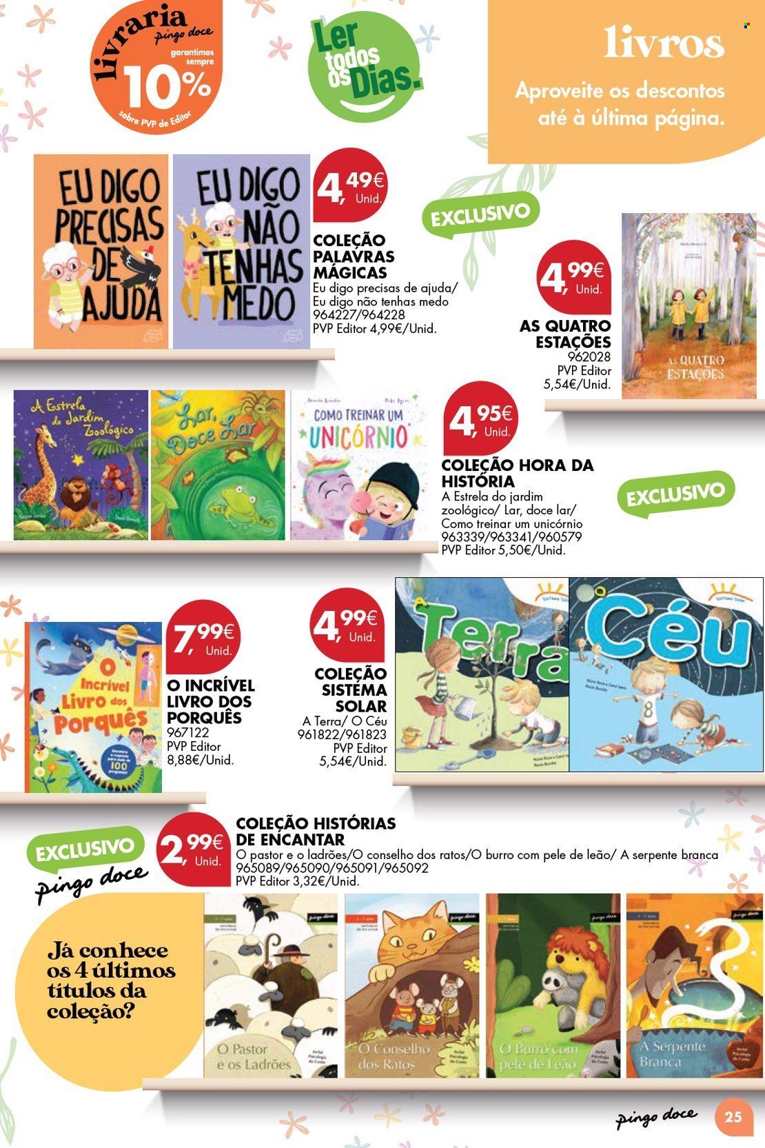 thumbnail - Folheto Pingo Doce - 2.4.2024 - 6.5.2024 - Produtos em promoção - livro, unicórnio. Página 25.