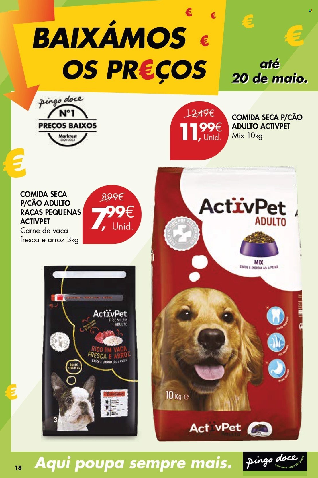 thumbnail - Folheto Pingo Doce - 9.4.2024 - 20.5.2024 - Produtos em promoção - alimentos para cães. Página 18.