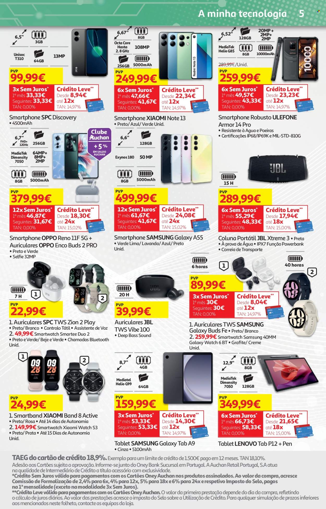 thumbnail - Folheto Auchan - 18.4.2024 - 2.5.2024 - Produtos em promoção - Samsung, creme, Lenovo, Samsung Galaxy, auriculares, smartwatch, pulseira desportiva, tablet, coluna de som. Página 40.