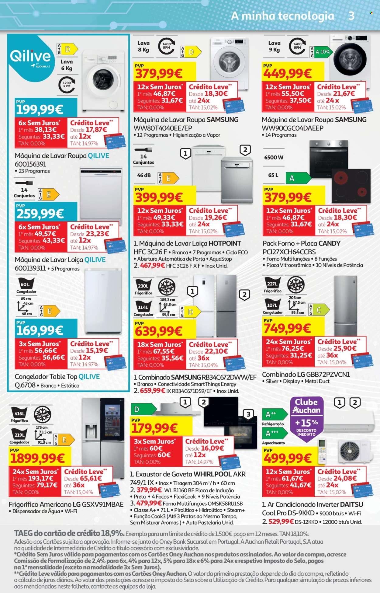 thumbnail - Folheto Auchan - 18.4.2024 - 2.5.2024 - Produtos em promoção - Samsung, LG, Whirlpool, pastelaria, máquina de lavar roupa, Qilive, coifa, exaustor, refrigerador, frigorífico combinado, frigorífico, frigorífico americano, forno, lava louças, ar condicionado, top. Página 42.
