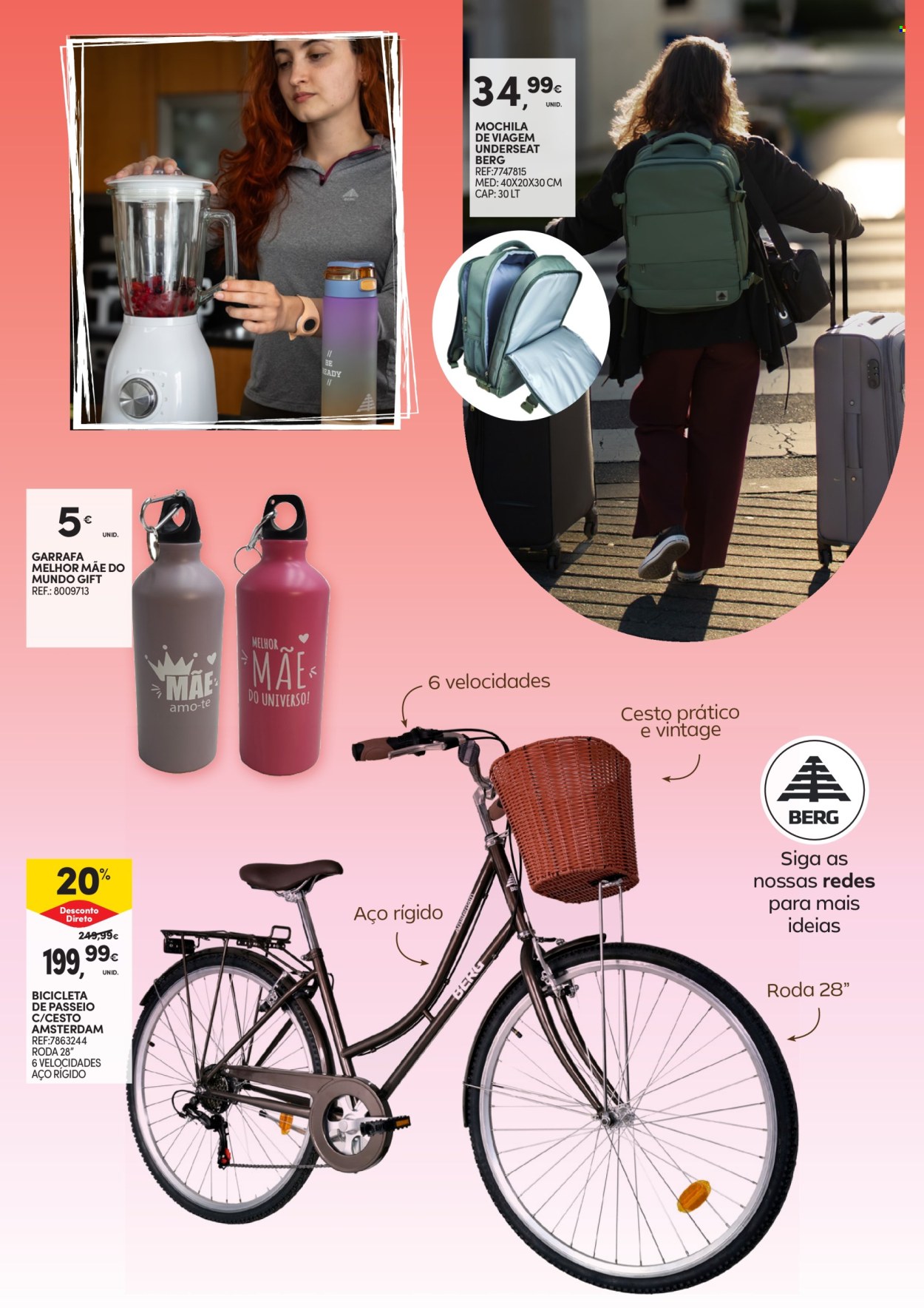 thumbnail - Folheto Continente - 23.4.2024 - 5.5.2024 - Produtos em promoção - cesta, garrafa, mochila, bicicleta. Página 7.