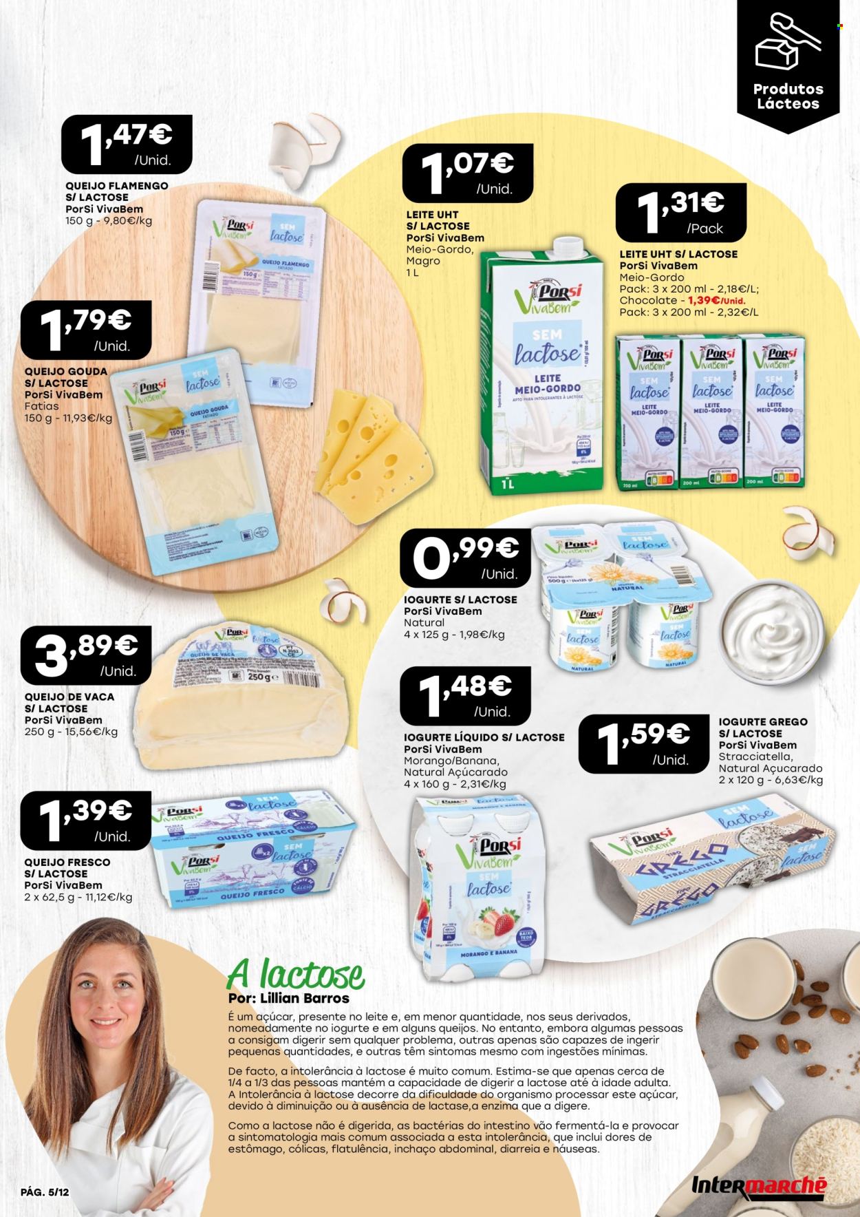 thumbnail - Folheto Intermarché - 25.4.2024 - 8.5.2024 - Produtos em promoção - queijo, gouda, queijo fresco, queijo flamengo, iogurte, iogurte grego, iogurte líquido, açúcar. Página 5.