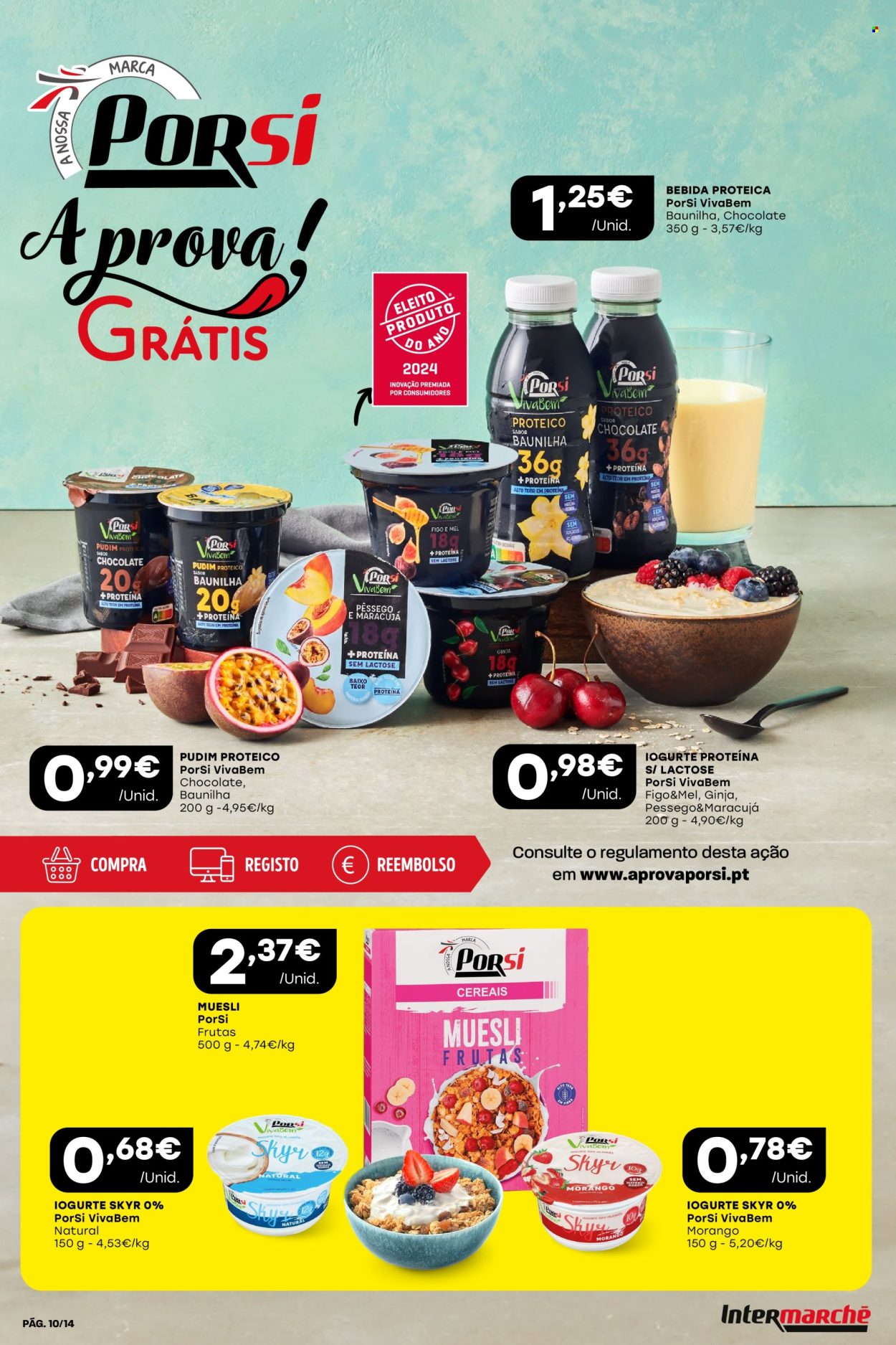 thumbnail - Folheto Intermarché - 25.4.2024 - 8.5.2024 - Produtos em promoção - iogurte, pudim, bebida, ginja. Página 10.