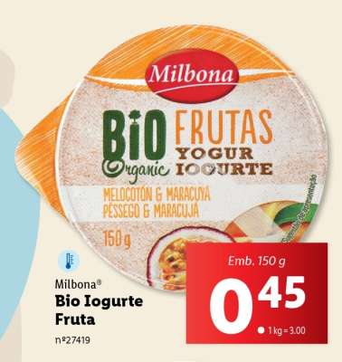 Milbona Bio Iogurte Fruta