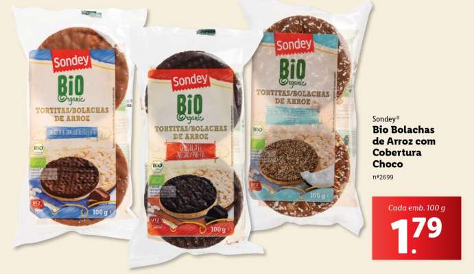 Sondey Bio Bolachas de Arroz com Cobertura Choco