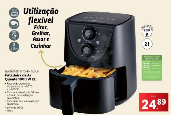 Fritadeira de Ar Quente 1000 W 2L