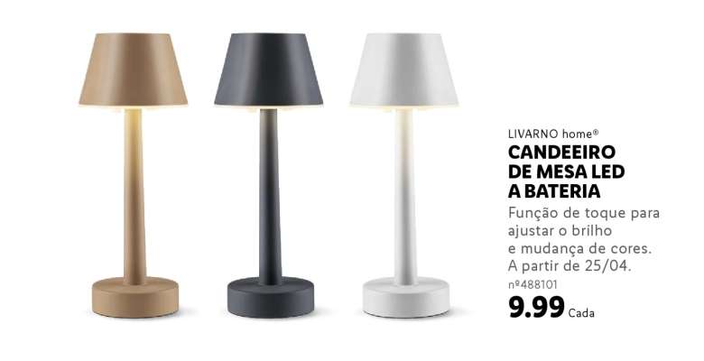 LIVARNO home® CANDEEIRO DE MESA LED A BATERIA