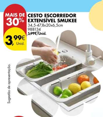 CESTO ESCORREDOR EXTENSÍVEL SMUKEE