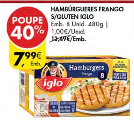 HAMBÚRGUERES FRANGO S/GLUTEN IGLO