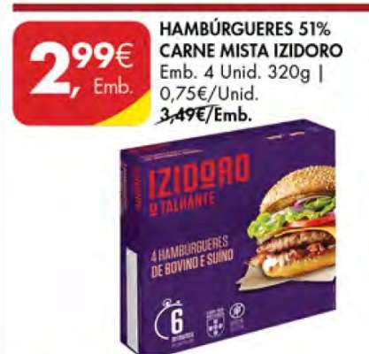 Hambúrgueres 51% Carne Mista Izidoro