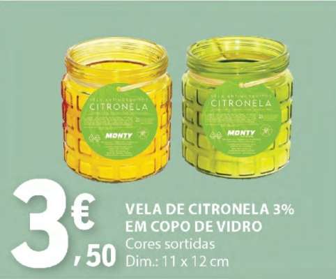 Vela de Citronela 3% em Copo de Vidro