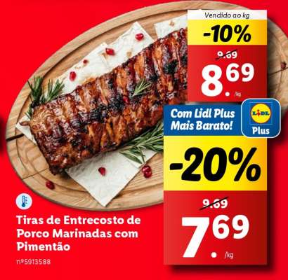Tiras de Entrecosto de Porco Marinadas com Pimentão