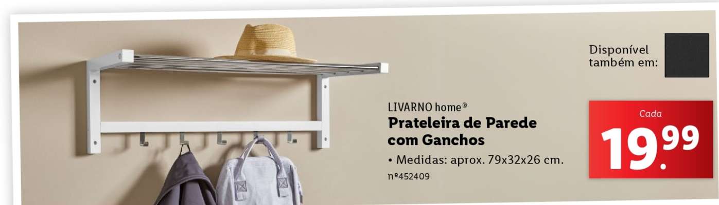 Prateleira de Parede com Ganchos