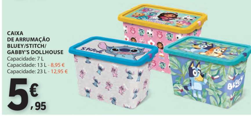 Caixa de Arrumação Bluey/Stitch/Gabby's Dollhouse