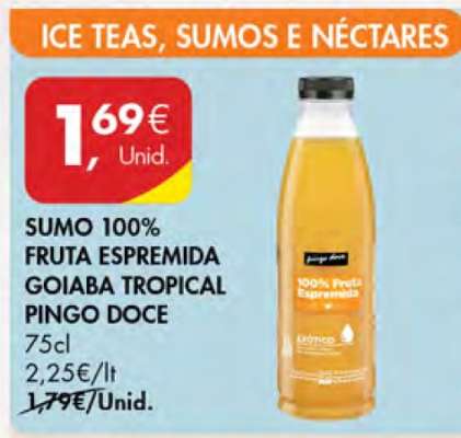 Sumo 100% Fruta Espremida Goiaba Tropical Pingo Doce