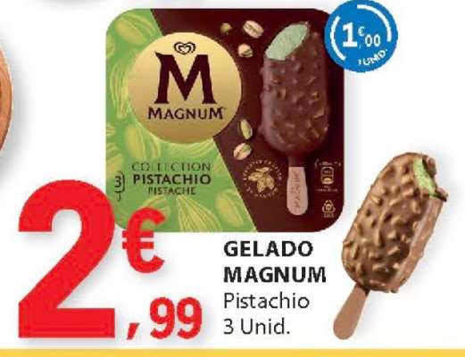 Gelado Magnum Pistachio 3 Unid.
