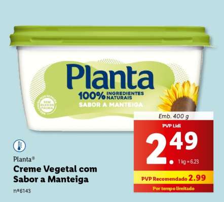Planta Creme Vegetal com Sabor a Manteiga