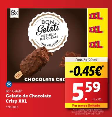 Bon Gelati Gelado de Chocolate Crisp XXL