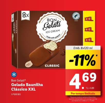 Bon Gelati Gelado Baunilha Clássico XXL