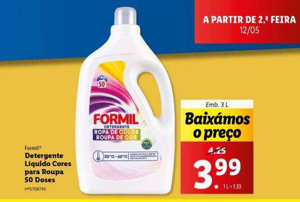 Formil Detergente Líquido Cores para Roupa 50 Doses