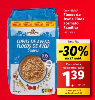 Crownfield Flocos de Aveia Finos Formato Familiar