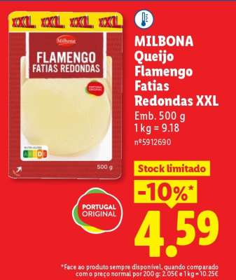 MILBONA Queijo Flamengo Fatias Redondas XXL