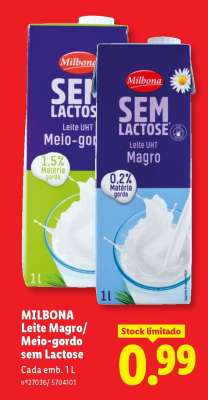 MILBONA Leite Magro/Meio-gordo sem Lactose