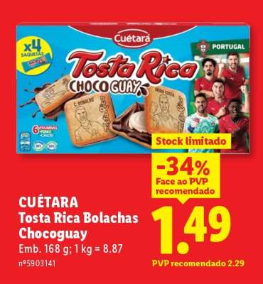 CUÉTARA Tosta Rica Bolachas Chocoguay