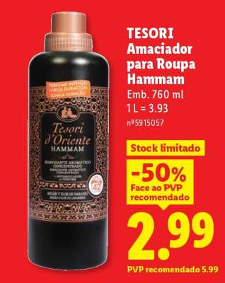 TESORI Amaciador para Roupa Hammam