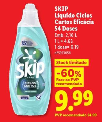 SKIP Líquido Ciclos Curtos Eficácia 54 Doses