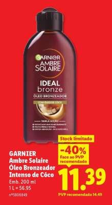 GARNIER Ambre Solaire Óleo Bronzeador Intenso de Côco