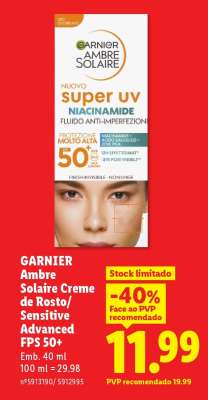 GARNIER Ambre Solaire Creme de Rosto/ Sensitive Advanced FPS 50+