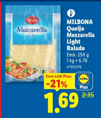 MILBONA Queijo Mozzarella Light Ralado