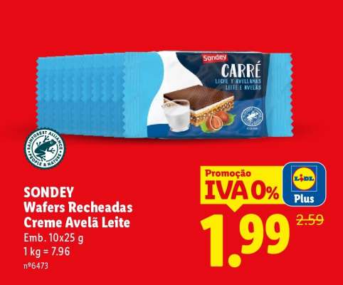 SONDEY Wafers Recheadas Creme Avelã Leite