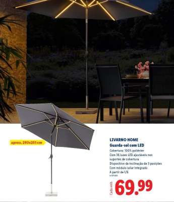 LIVARNO HOME Guarda-sol com LED