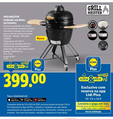 GRILLMEISTER Grelhador com Rodas em Cerâmica